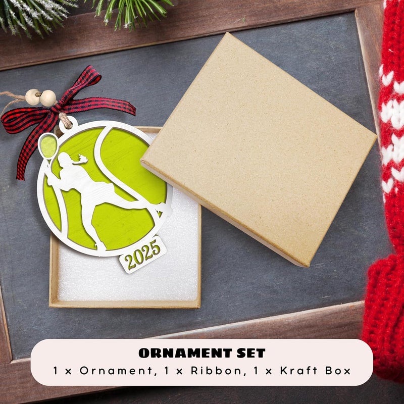 MAPDTWO Tennis Ornament - Tennis Ornaments for Christmas Tree - Sports Gifts for Women, Lovers, Players - 2 Layered Wood Christmas Ornament 2025 - Image 3